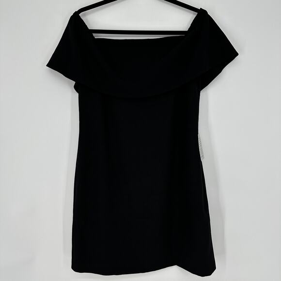 Charles Henry Off the Shoulder Black Mini Dress Flirty Timeless Womens - Picture 2 of 10